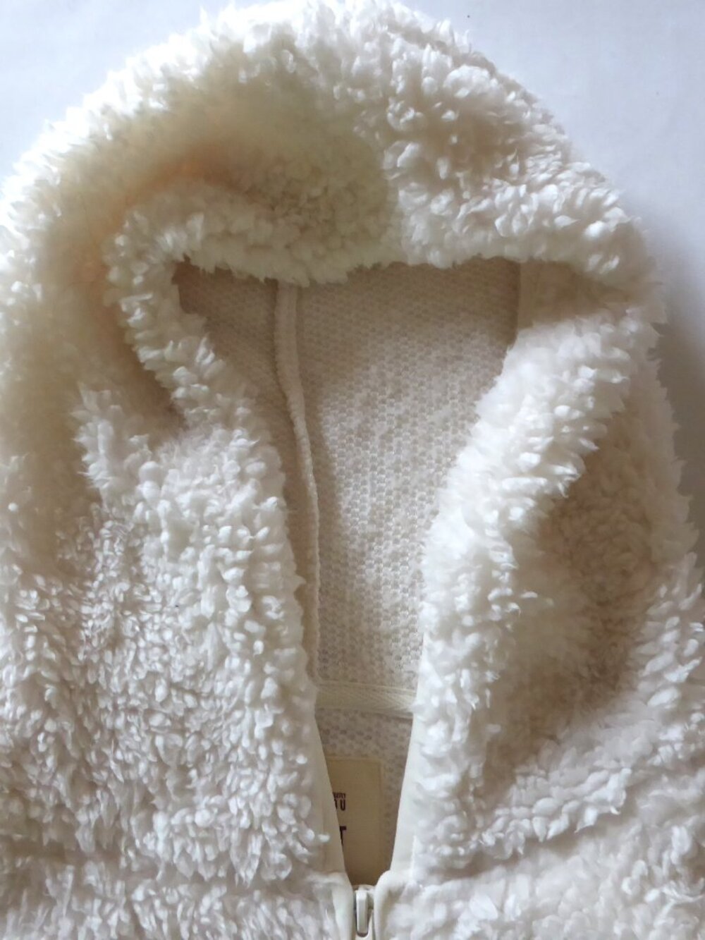 AMERICAN SO SOFTEST SHERPA LONG SLEEVE HOODED FULL ZIP JACKET WHITE BLACK LARGE - Picture 15 of 15